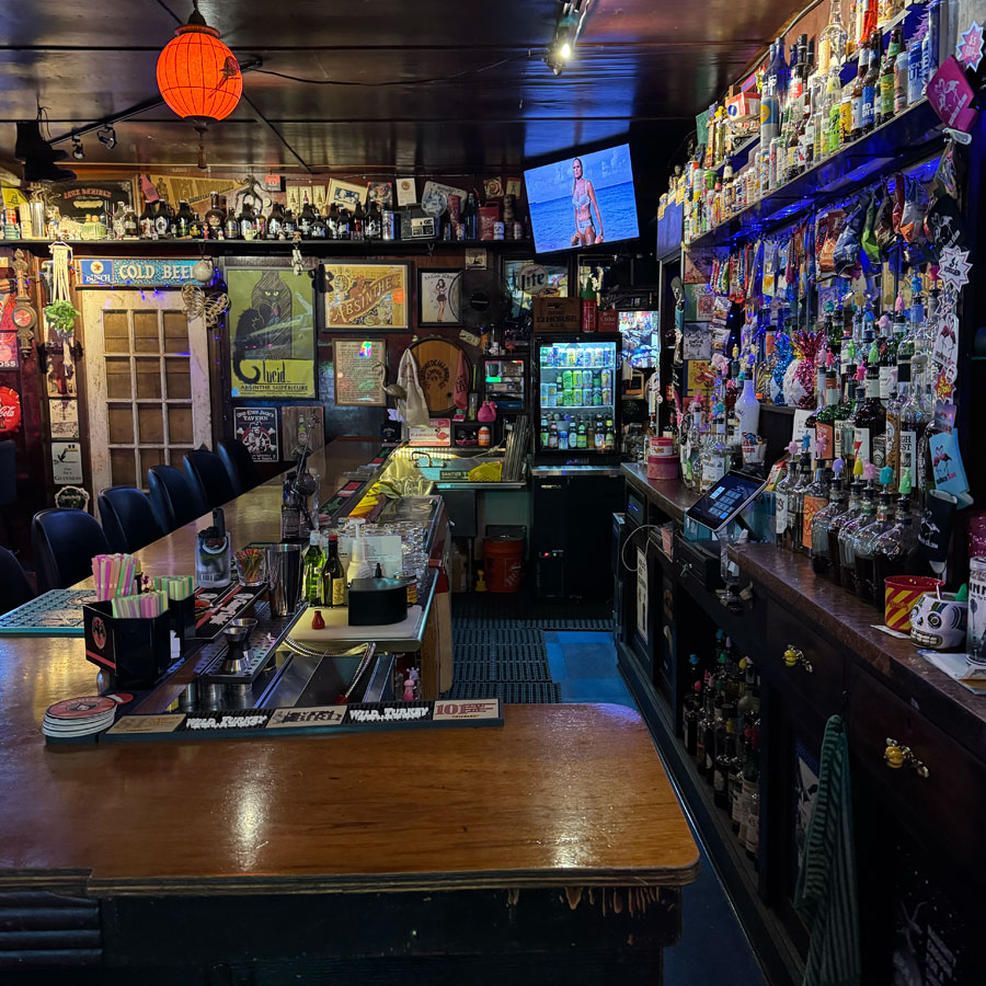 We do not have a kitchen and do not prepare food.  We do sell pre-packaged snacks such as bags of chips in various sizes. We are a 21 and over drinking establishment.